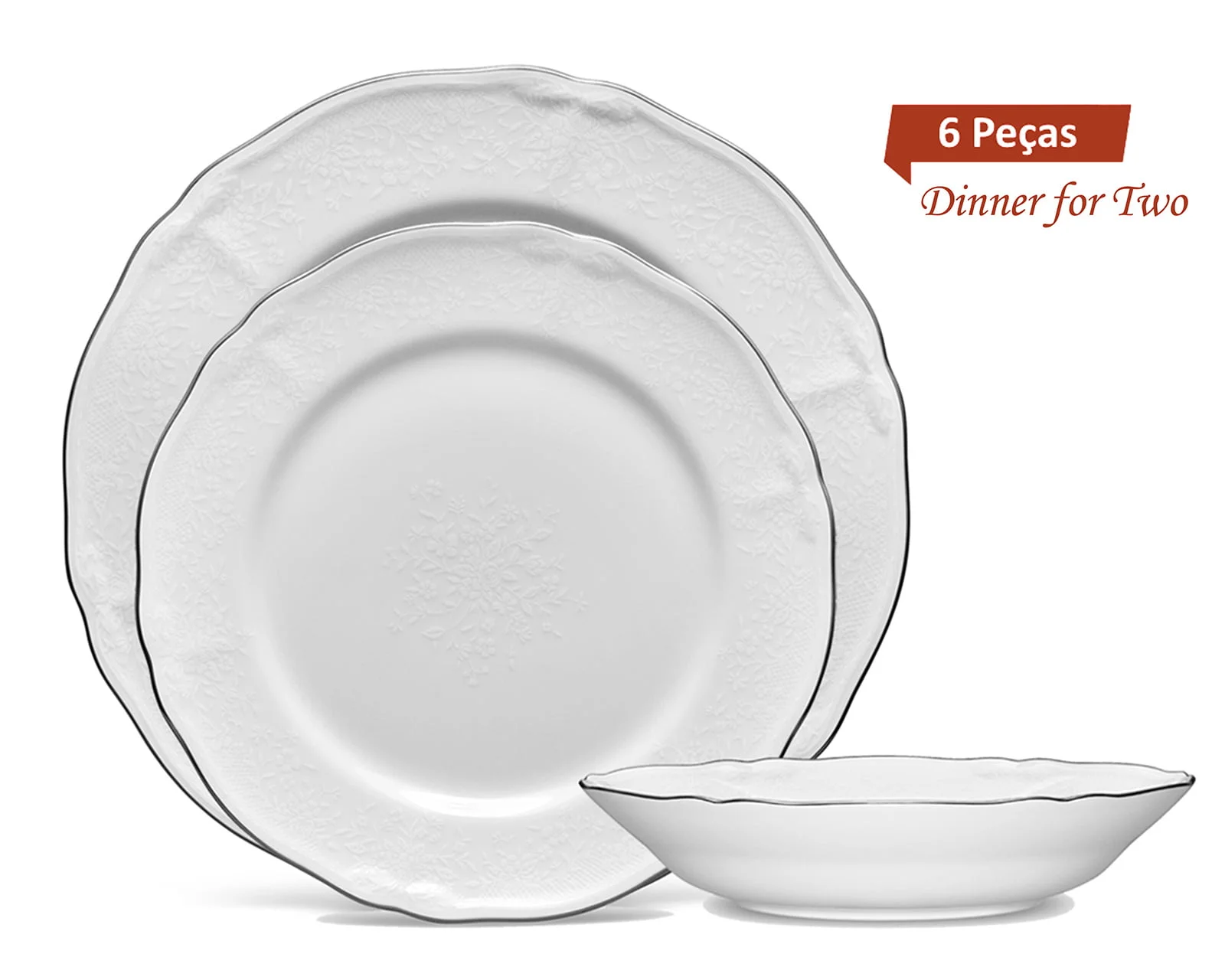 Jantar para 2 pessoas com 6 peças, porcelana Noritake - Princess Bouquet 1661