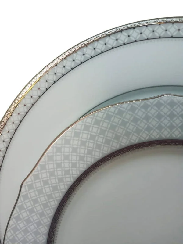 Jantar para 2 pessoas com 6 peças, porcelana Noritake - Rochester Platinum 1703