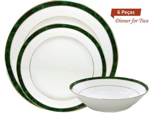 Jogos de jantar e pratos da marca Noritak na decoração Marble Green M005