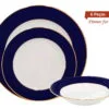 Maavilhosos pratos em porcelana fina decorados em azul cobato da luxuosa marca japonesa Noritake da linha Nuri M615
