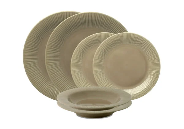 Jantar para 2 pessoas com 6 peças, porcelana Noritake - Conifere Taupe 1726