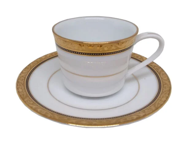 Xícaras de café com pires para 2 pessoas, porcelana Noritake - Regent Gold 4332