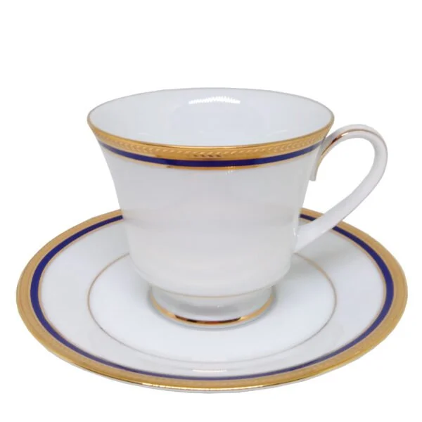 Xícaras de chá com pires para 2 pessoas, porcelana Noritake - Toorak Blue M186