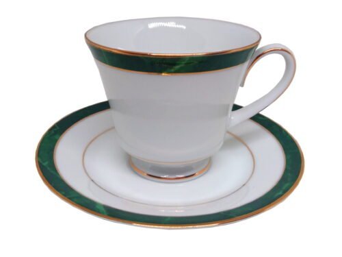 Xícaras de chá com pires para 2 pessoas, porcelana Noritake - Marble Green M005