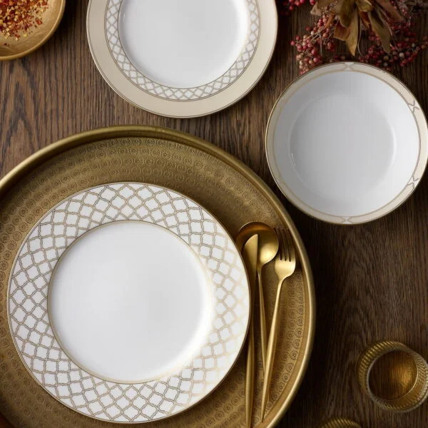 Jantar para 2 pessoas com 6 peças, porcelana Noritake - Brunswick Platinum  4364