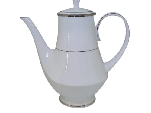 Bule de café com tampa, porcelana Noritake - Toorak Platinum M042