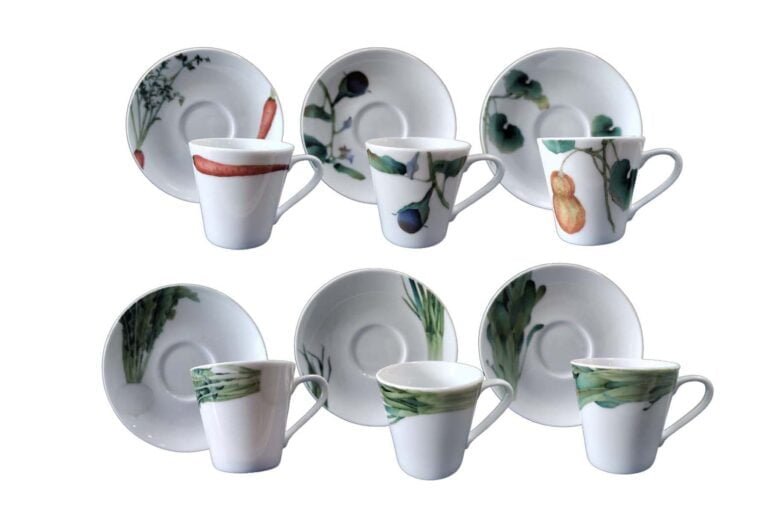 Jogo de 6 xícaras de café com 6 pires, porcelana Noritake - Kyoka Shunsai 1620