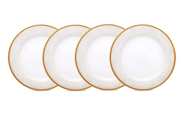Jogo de 4 pratos de sobremesa, 21cm, porcelana Noritake - Flanders Gold 1714