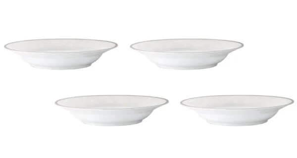 Jogo de 4 pratos fundos, 22,5cm, porcelana Noritake - Flanders Platinum 1715