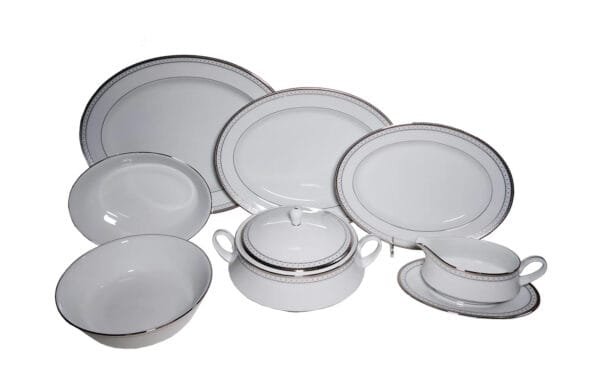 Jogo de acessórios de servir 9 peças, porcelana Noritake - Rochester Platinum 1703