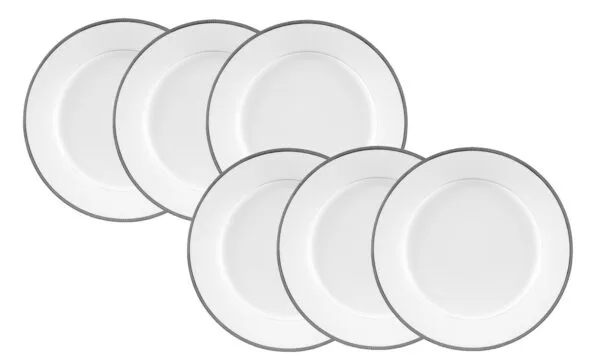 6 pratos rasos, porcelana Noritake – Toorak Platinum M042
