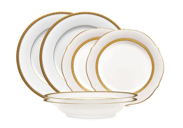Jantar para 2 pessoas com 6 peças, porcelana Noritake - Charlotta Gold 1716