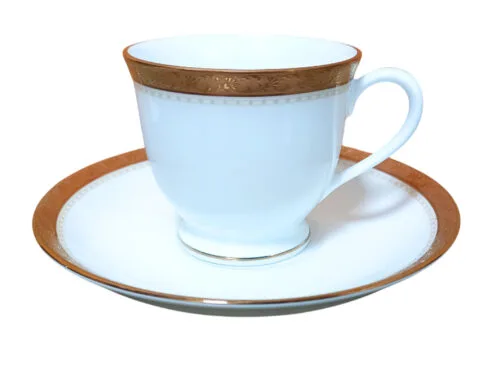 Xícaras de café com pires para 2 pessoas, porcelana Noritake - Charlotta Gold 1716