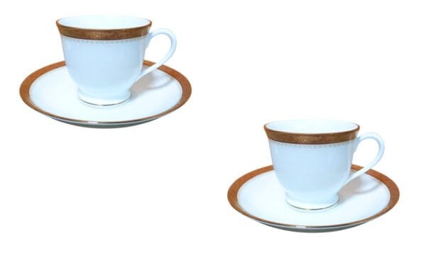 Xícaras de café com pires para 2 pessoas, porcelana Noritake - Charlotta Gold 1716