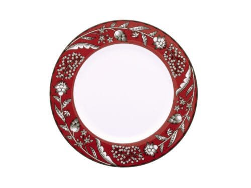 6 pratos de sobremesa detalhe vermelho, porcelana Noritake – Chelsea Estate 1779