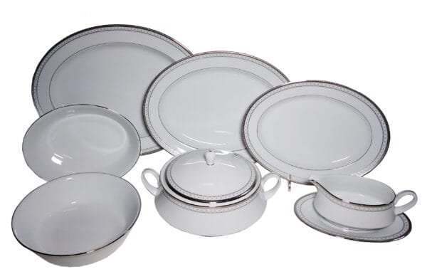 Jogo de acessórios de servir 9 peças, porcelana Noritake - Rochester Platinum 1703