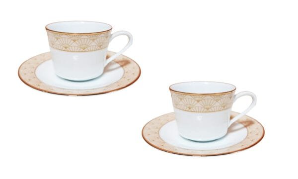 Xícaras de café com pires para 2 pessoas, porcelana Noritake - Trocadero Gold 1787