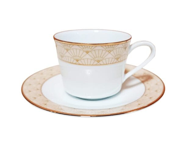 Xícaras de café com pires para 2 pessoas, porcelana Noritake - Trocadero Gold 1787