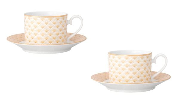 Xícaras de chá com pires para 2 pessoas, porcelana Noritake - Trocadero Gold 1787