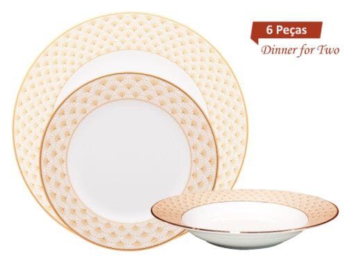 Jantar para 2 pessoas com 6 peças, porcelana Noritake - Trocadero Gold 1787