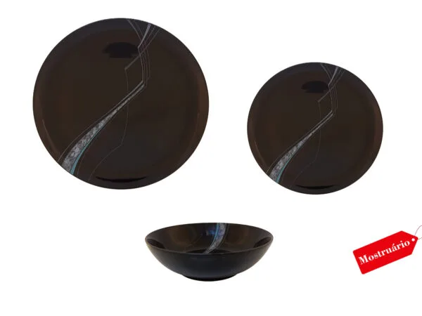 Jogo de pratos para quatro pessoas em porcelana STONEWARE, com Estampa Exclusiva – Elegância e Charme.