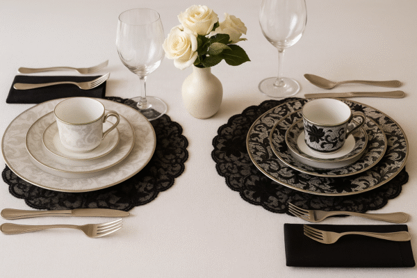 15396562549-4916-e-4917-mesa-posta.png Jogo de pratos e xícaras em porcelana BONE CHINA, com 2 Estampas Exclusivas – Elegância e Charme à Sua Mesa!