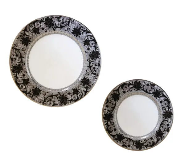 Jogo de pratos e xícaras em porcelana BONE CHINA, com 2 Estampas Exclusivas – Elegância e Charme à Sua Mesa!