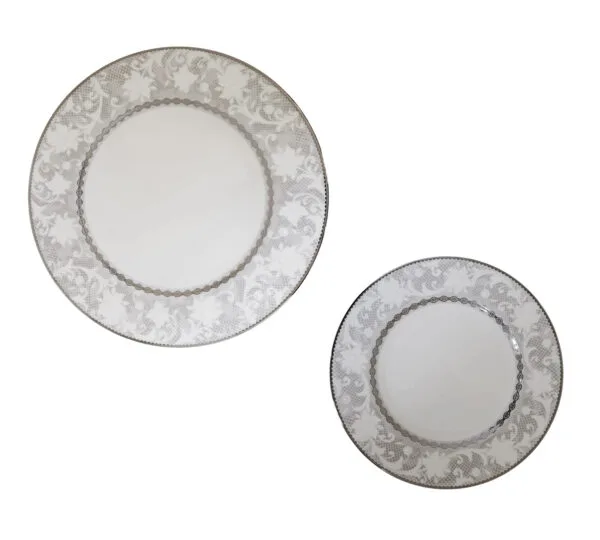 Jogo de pratos e xícaras em porcelana BONE CHINA, com 2 Estampas Exclusivas – Elegância e Charme à Sua Mesa!