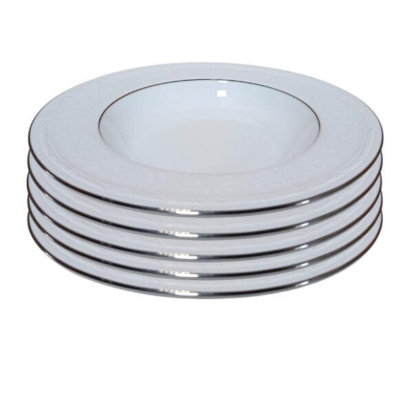 Jogo de pratos fundos com aba em porcelana, com Estampa Exclusiva – Elegância e Charme à Sua Mesa!