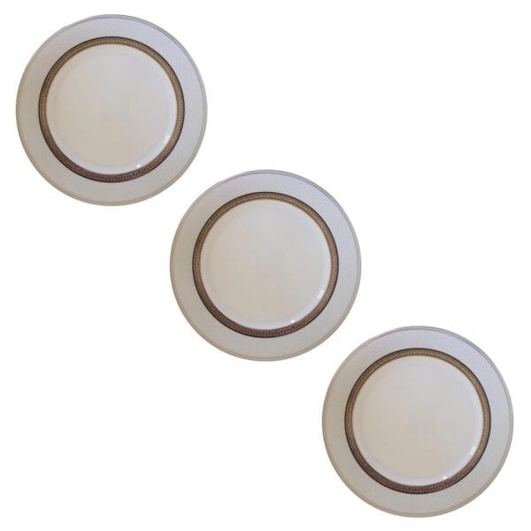 Jogo de 3 pratos de sobremesa em porcelana fina, com Estampa Exclusiva – Elegância e Charme.