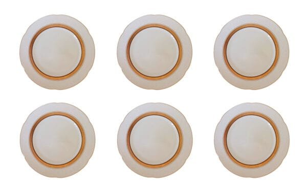 Jogo de 6 pratos de sobremesa grandes em porcelana fina, com Estampa Exclusiva – Elegância e Charme.