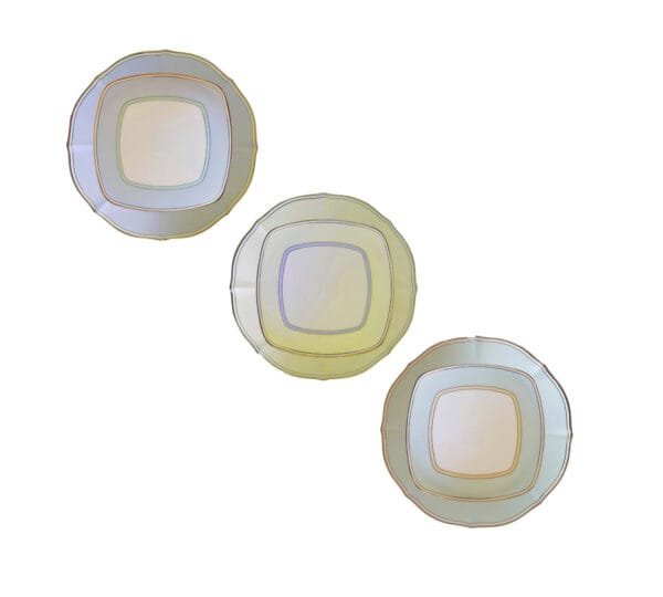 7392 rasos e sobremesa Jogo de pratos para três pessoas em porcelana fina, com Estampa Exclusiva – Elegância e Charme.