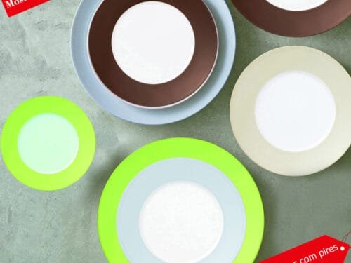 Montagem Coleção Alta1 Jogo de pratos para quatro pessoas em porcelana FINE CHINA, com 4 Estampas Exclusivas – Elegância e Charme.