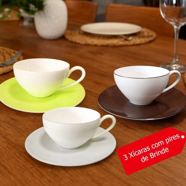 jogos de chá alta collection Brinde Jogo de pratos para quatro pessoas em porcelana FINE CHINA, com 4 Estampas Exclusivas – Elegância e Charme.